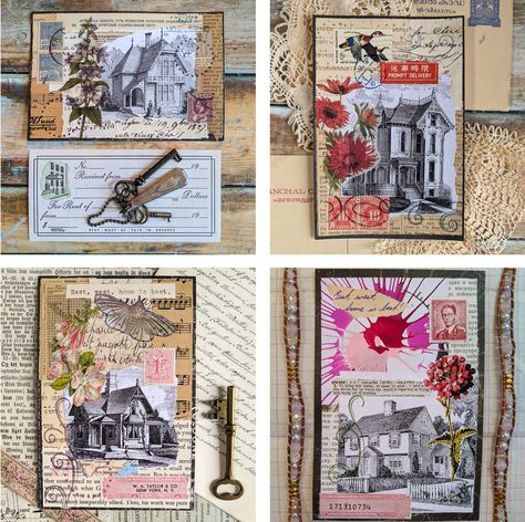 Learning from example ��— Margarete Miller - Collage art House Cards, Art Basics, Scrapbook Titles, Glue Book, Atc Cards, House Illustration, Collage Artwork, House Drawing, Own Style