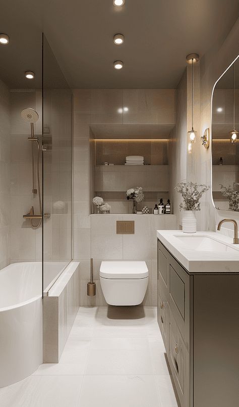 Tiny bathrooms and clutter are a bad combo. But don’t worry—there are tons of smart storage solutions that can help you make the most of your space. Think mirrored cabinets, under-sink organizers, or over-the-door hooks. These little hacks can make a huge difference in keeping your bathroom tidy and functional. You can also add baskets or trays to keep smaller items like makeup or toiletries in check. It’s all about finding creative ways to use every inch of space without overcrowding the room. A little bit of organization can go a long way in making your tiny bathroom feel more spacious. Long Small Bathroom Ideas, Small Long Bathroom Ideas, Tiny Bathroom Decor Ideas, Long Bathrooms Ideas, Tiny Bathroom Decor, Recessed Shower Lighting, Tiny Bathroom Design, Small Narrow Bathroom, Tiny Bathroom Makeover