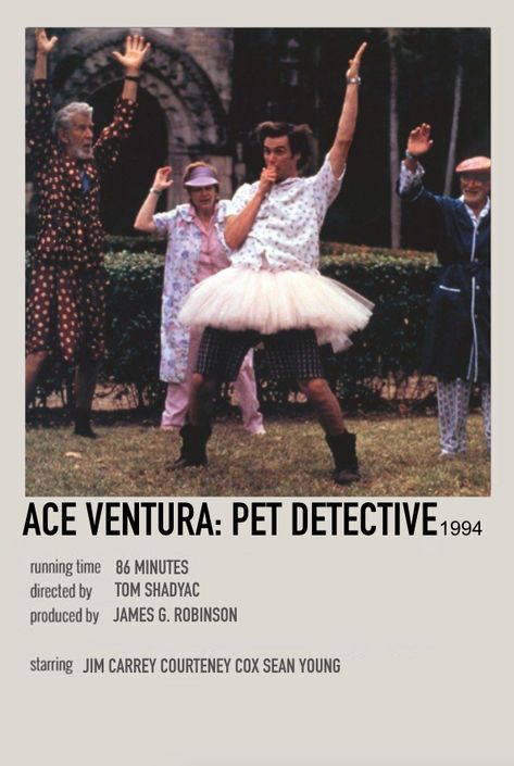 Detective Movie Poster, Film Cards, Detective Movies, Ace Ventura Pet Detective, Homemade Milk, Sean Young, Pet Detective, Ace Ventura, 90s Movies