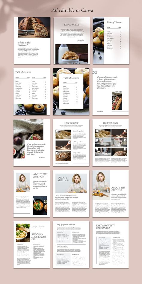 Digital Cookbook Design, Recipe Ebook Template, Recipe Book Layout Design, Recipe Book Design Templates, E-book Design, Food Book Design, E Book Design Layout, Recipes Book Design, Book Layout Design Inspiration