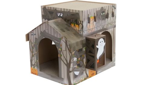 Target's Haunted House Cat Scratcher Is Here So Your Goth Kitty Can Celebrate Halloween In Style Cat Celebrating, Cat Safe Plants, Cardboard Cat House, Cats Halloween, Creepy Eyes, F2 Savannah Cat, Cat Seat, Dog House Diy, Cat Spray