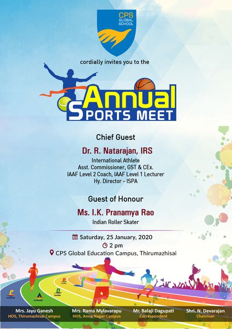 #cpsglobal #invite #sportsmeet2020 Sports Meet Invitation Card, Sports Day Invitation Card School, Sports Invitation Card Design, Sports Invitation Card, Sports Day Background, Sports Day Invitation, International Sports Day, Cocktail Invite, Card Invitation Design