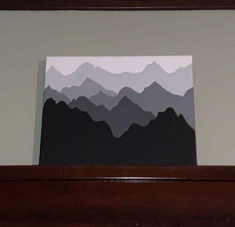 Mountain landscape #acrylicpainting #canvaspainting #mountains Mountain Shadow Painting, Acrylic Canvas Art, Shadow Painting, Mountain Silhouette, Silhouette Painting, Oil Pastel Drawings, Paint And Sip, Mountain Paintings, Acrylic Canvas