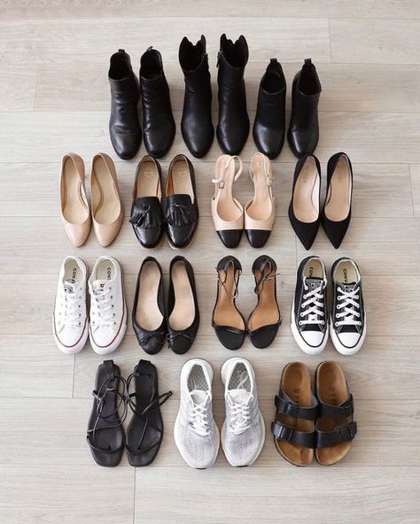 The Minimalist Wardrobe on Instagram: "How many pairs of shoes do you own? Is that too much or too little—or just right? Photo by @somethingwhite. —— We asked you to rate the quality of clothing brands and just published the first results! View the list of Brand Quality Ratings through the link in our bio or visit theminimalistwardrobe.com. —— #minimalistwardrobe #capsulewardrobe #qualityoverquantity #shoes #classicstyle #simplicity #declutter #minimalism #project333 #sustainablefashion #eth A Lot Of Shoes, Capsule Wardrobe Shoes, Minimalist Wardrobe Capsule, Capsule Wardrobe Women, Pretty Sandals, Basic Shoes, Fashion Capsule Wardrobe, Shoe Wardrobe, Classy Shoes