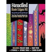 Stenciled Edges Books, Book Edges, Mindfulness Colouring, Paint Pots, Adhesive Stencils, Stencil Crafts, Book Stands, Painted Books, Stenciling