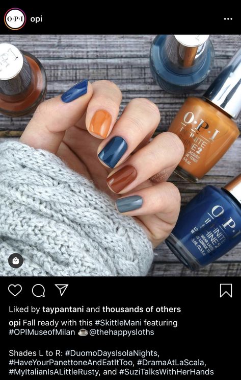 Opi Fall, Multicolored Nails, Fall Manicure, Fall Gel Nails, Cute Nails For Fall, Thanksgiving Nails, Nails Fall, Dipped Nails, Autumn Nails