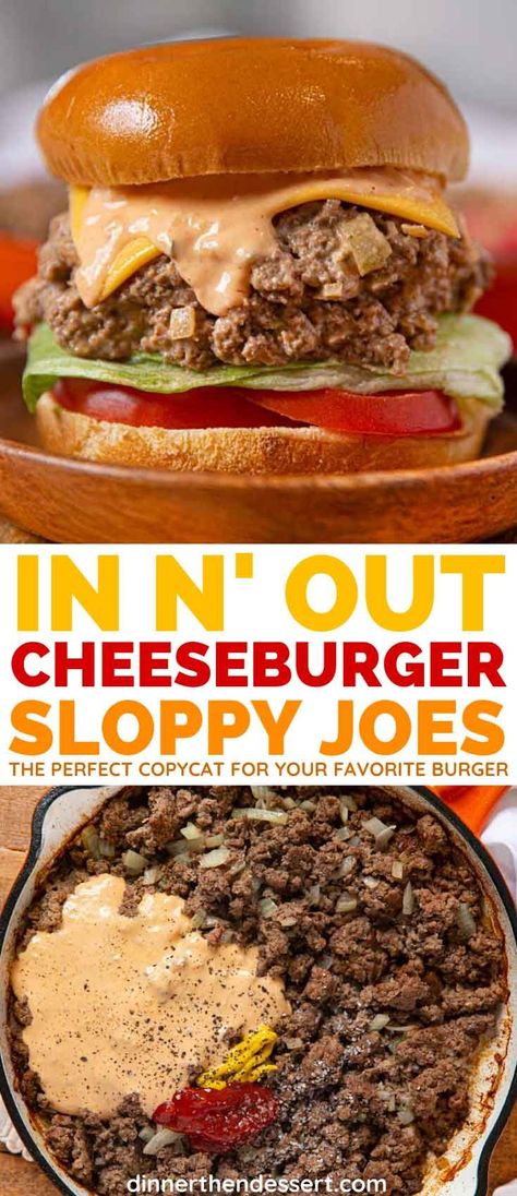 Cheeseburger Sloppy Joe Recipe, Loose Burger Recipes, In N Out Sliders, Dinner On A Bun, Cheeseburger Sloppy Joes, Chicken Honey, Joe Recipe, Sloppy Joes Recipe, In N Out