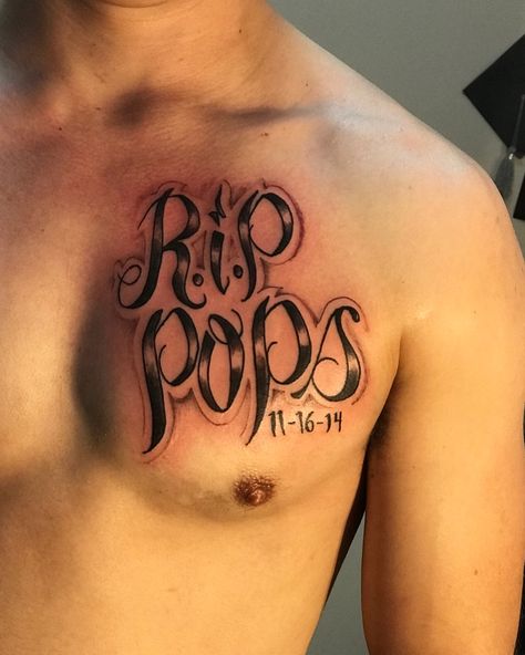 Rip Pops Tattoos For Men, R.i.p Tattoos, Pops Tattoo, P Tattoos, R.i.p Tattoos For Men, Tattoo Memes, Rib Tattoos For Guys, Rip Tattoo, P Tattoo