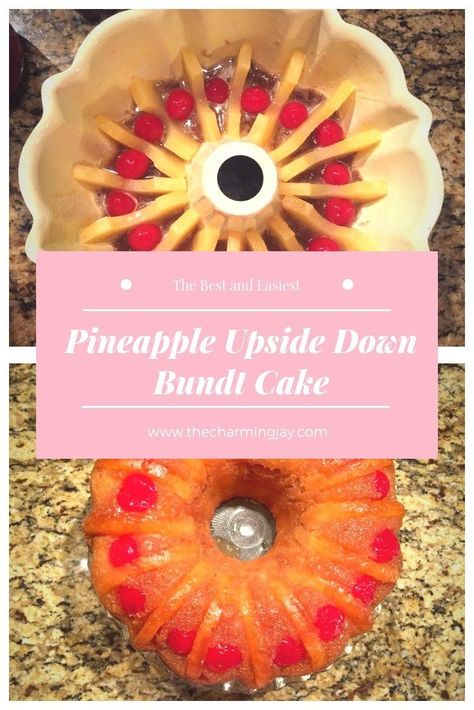 Pineapple Upside Down Cake From Scratch, Pineapple Upside Down Bundt Cake Recipe, Pineapple Upside Down Bundt Cake, Pineapple Upside Down Bundt, Bundy Cake, Upside Down Bundt Cake, Maraschino Cherries, Duncan Hines, Pineapple Slices