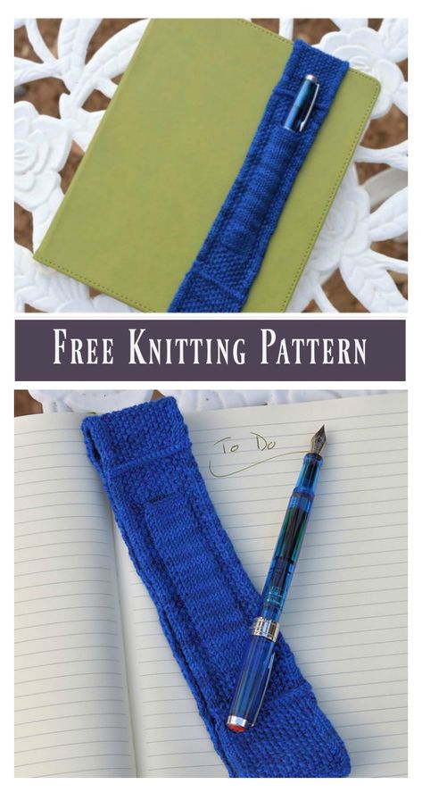 Journal Band with Pen Pocket Free Knitting Pattern #freeknittingpattern #giftidea Bookmark Knitting Pattern Free, Knit Bookmark Pattern, Knit Book Sleeve Pattern, Book Sleeve Knitting Pattern, Knit Bookmarks Free Patterns, Quick Knit Gifts Free Pattern, Knit Book Sleeve, Craft Tracker, Knitted Gifts Ideas