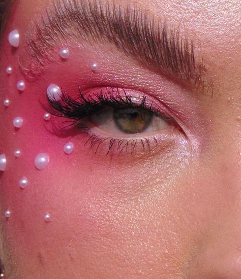 Gems On Face Ideas, Pink Drag Makeup, Vampire Bride, Rhinestone Makeup, Carnival Makeup, Rave Makeup, Eye Makeup Pictures, Ethereal Makeup, Colorful Eye Makeup