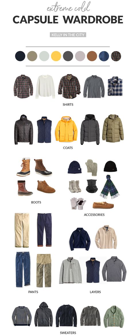 Mens Extreme Cold Capsule Wardrobe Mens Capsule Wardrobe Winter, Mens Classic Capsule Wardrobe, Mens Fashion Moodboard, Winter Capsule Wardrobe Men, Mens Capsule Wardrobe 2023, Mens Capsule Wardrobe Casual, Mens Basic Wardrobe Essentials, Extreme Winter Outfits, Male Capsule Wardrobe