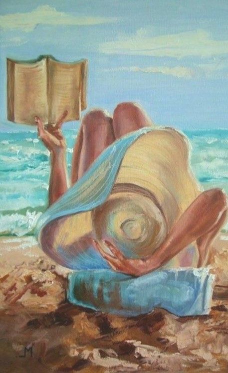 Painting Palette, Soyut Sanat Tabloları, 인물 드로잉, 수채화 그림, Lukisan Cat Air, Indian Paintings, Reading A Book, Beach Reading, Beach Painting