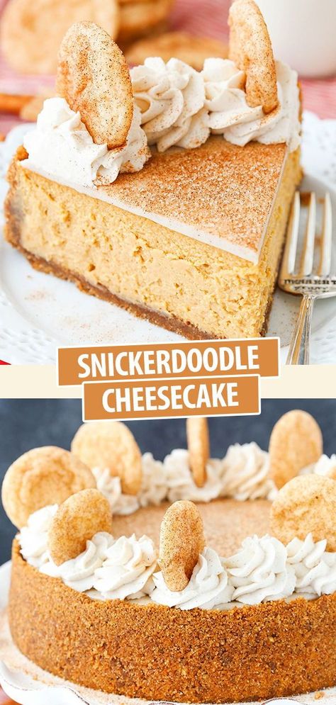 Fall Cheesecake, Snickerdoodle Cheesecake, Cheesecake Desserts Recipes, Cinnamon Cheesecake, Birthday Cake Decorating Ideas, Sugar Recipes, White Chocolate Ganache, Easy Cheesecake Recipes, Cake Decorating Ideas