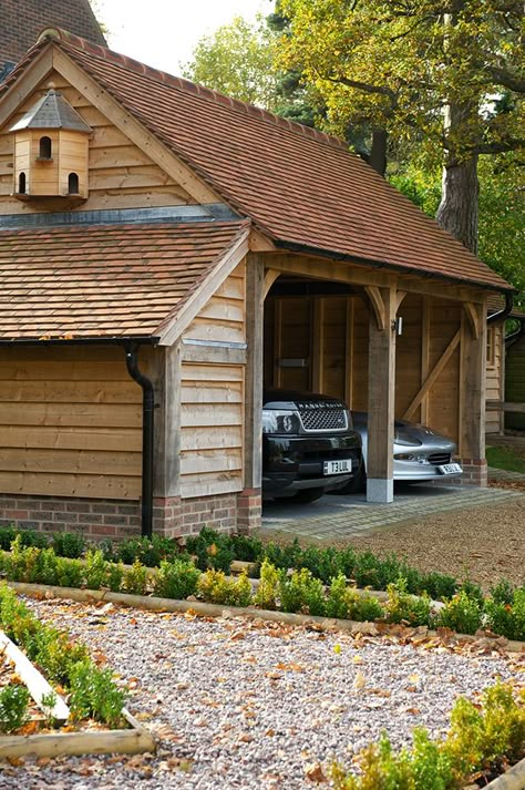 Border Oak, Timber Garage, Even If, Carport Designs, Wooden Garage, Shed Homes, Garage Plans, Building A Shed, Garage Design