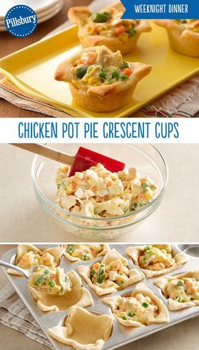 Crescent Cups, Crescent Recipes, Easy Chicken Pot Pie, Muffin Tin Recipes, Crescent Roll Recipes, Pot Pies Recipes, Pot Pies, Chicken Pot Pie Recipes, Tater Tots