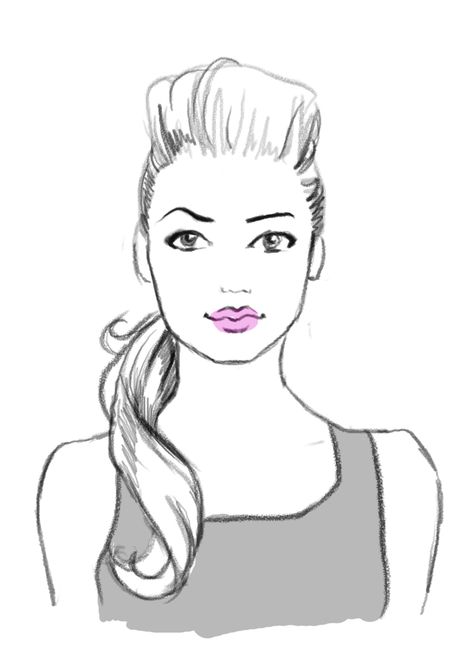 Ponytail Illustration, Ponytail Drawing, Barbie Ponytail, Hair Vector, Pencil Portrait Drawing, Sketching Ideas, Illustration Styles, Hair Ponytail, Hair Ponytail Styles