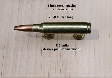 New Handcrafted Real 223 Brass Bullet Drawer Pull/ Cabinet Bullet Casing Crafts, Reloading Room, Bullet Casing Jewelry, Bbq Shed, Bullet Crafts, Hunting Room, Man Cave Home Bar, Bullet Casing, Cabinet Door Handles