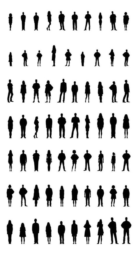 Full body human portraits silhouette collection Full Body Portrait Reference, Human Silhouette Drawing, Person Outline, Full Body Portrait, Body Human, Life Drawing Reference, Silhouette Drawing, Human Drawing, Human Reference