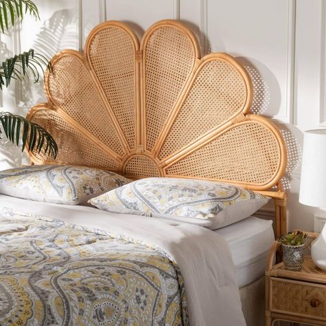 Headboard Ideas Rattan, Standalone Headboard, Boho Headboard, Headboard Queen, Rattan Headboard, Wicker Headboard, Headboard With Lights, Bohemian Bedroom Decor, غرفة ملابس