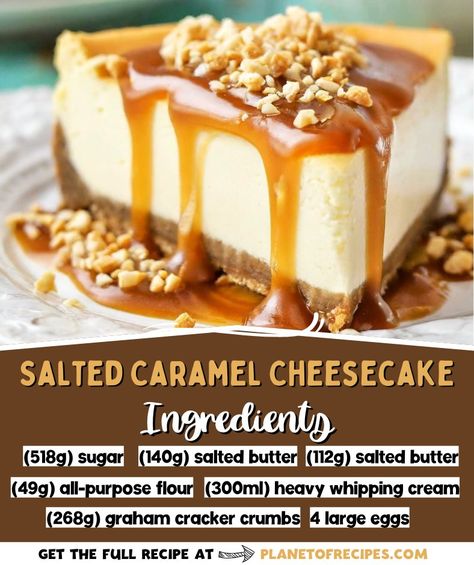 Salted Caramel Cheesecake 🍰🍯 This... - Planet Of Recipes Homemade Caramel Cheesecake, Caramel Cheesecake Recipes, No Bake Cheesecake Filling, Biscoff Cheesecake, Salted Caramel Cheesecake, Cream Room, Homemade Caramel Sauce, Best Cheesecake, Caramel Cheesecake