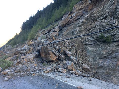 12/04/2018 - Highway 3 (BC) reopened after rock slide Tuesday evening – Hope Standard Watercolour Rocks, Land Slide, Natural Disaster, Setting Ideas, Natural Disasters, Geology, On The Road, The Road, Slides