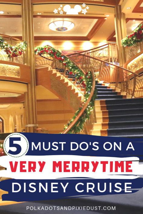 5 Must Do's on a Very Merrytime Disney Christmas Cruise! Everything we love about Christmas at Sea with Disney Cruise Line #disneycruiseline #christmascruise Disney Dream Merrytime Cruise, Christmas Disney Cruise Shirts Family, Disney Very Merry Christmas Cruise, Very Merry Time Disney Cruise, Disney Cruise Merrytime, Disney Cruise Line Christmas Door Decorations, Disney Wish Christmas Cruise, Disney Very Merrytime Cruise, Christmas Disney Cruise Outfits