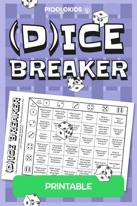 This printable activity is to help bring together students and children to share more about themselves and help to break the ice (by using dice). #backtoschool #elementary #teacherresources #kidsactivities #earlyelementary Dice Ice Breaker Game, Dice Breaker Questions, Dice Breakers, Student Ice Breakers, Circle Questions, Adult Ice Breakers, Icebreaker Games For Kids, Ice Breaking, What Are You Like