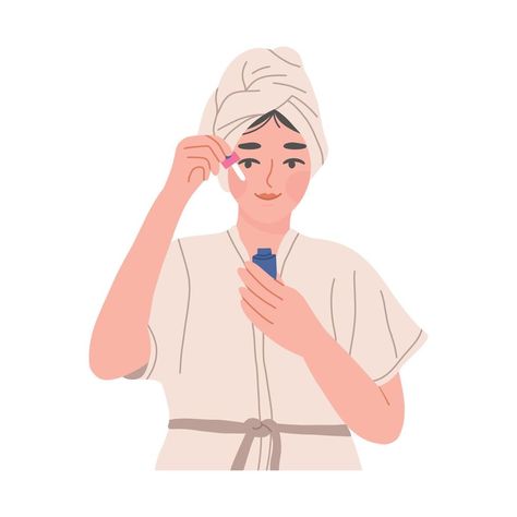 Evening Skincare Routine, Medical Esthetician, Evening Skincare, Flat Vector Illustration, Instagram Ideas Post, Evening Routine, Flat Vector, Female Character, Face Oil