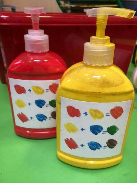 Self serve paint station, This would be fun to do with the children. I really like how it allows them to explore and experience on their own! Eyfs Classroom, Creative Area, Nursery Activities, Classroom Organisation, Ecole Art, Preschool Classroom, Preschool Art, Art Classroom, Elementary Art