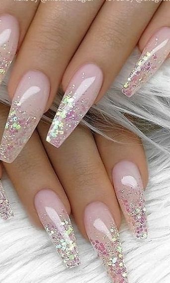 Irridescent Nails, Glitter Nail Designs, Unghie Sfumate, Nails With Glitter, Glitter Nails Acrylic, Summer Acrylic Nails, Nagel Inspo, Nail Designs Glitter, New Year's Nails