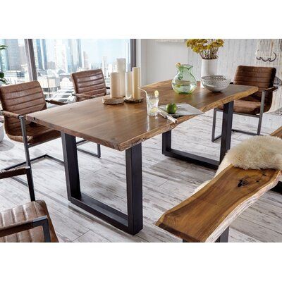 Live Edge Wood Dining Table, Acacia Wood Table, Wood Dining Bench, Live Edge Dining Table, Trestle Dining Tables, Table Cafe, Dining Table With Bench, Dining Table Black, Live Edge Wood