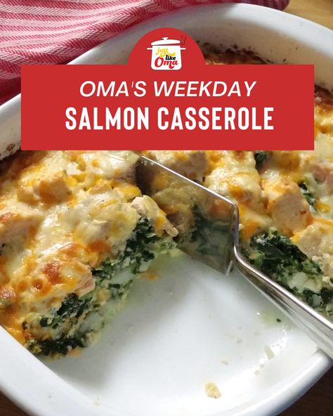 Oma's Weekday Salmon Casserole ~ Überbackener Lacks mit Spinat Salmon Casserole Recipes Baked, Salmon Casserole Recipes, Leftover Salmon Recipes, Casserole With Spinach, Pizza Seafood, Vegetables Pizza, Appetizers Seafood, Salmon Casserole, Seafood Salads