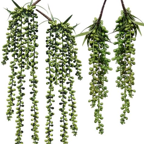 Amazon.com: Supla 4 Pcs 2 Size Artificial String of Pearl Hanging Spray in Green Artificial Succulent Plants Hanging Bean Leaf Picks Hanging String of Pearls Plant Fake Succulent String of Pearls: Home & Kitchen Best Artificial Grass, Artificial Grass Rug, Planter Centerpiece, String Of Pearls Plant, Succulent Display, Artificial Hedges, Fake Succulents, Ivy Plants, Hanging Succulents