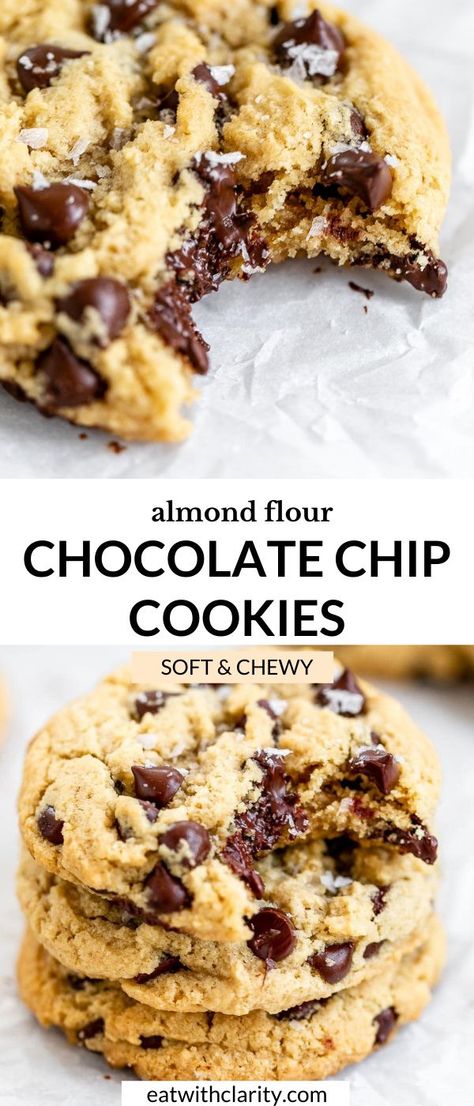 Almond Flour Baked Goods, Gluten Foods, Almond Flour Desserts, Almond Flour Chocolate Chip, Almond Flour Chocolate Chip Cookies, Glutenfri Baking, Grain Free Desserts, Almond Flour Cookies, Cookies Gluten Free