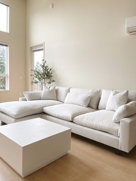 West Elm Sofas, West Elm Harmony Modular Sofa, Low Profile Comfy Couch, West Elm Couch Sectional, West Elm Sofa Sectional, Deep Lounge Sofa, Deep Sectional Sofa Comfy Couches, White Cloud Sectional, West Elm Harmony Sofa Living Room