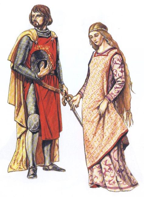 KING PETER AND QUEEN LUCY -  Medieval Cyclas c. AD 1300 Romanesque Fashion, History Of Interior Design, Middle Ages Clothing, Celtic Clothing, Romanesque Art, Aged Clothing, King Outfit, Romanesque Architecture, Empire Romain