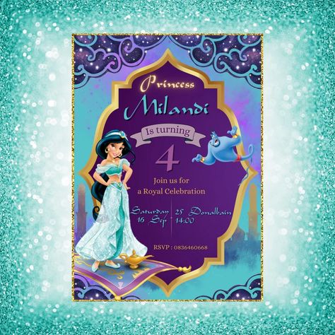 Digital Princess Jasmine Birthday Invitationprincess Party - Etsy South Africa Princess Jasmine Birthday Invitations, Princess Jasmine Party, Princess Jasmine Birthday, Aladdin Party, Jasmine Party, Jasmine Birthday, Afrocentric Art, Party Invitations Kids, Princess Jasmine