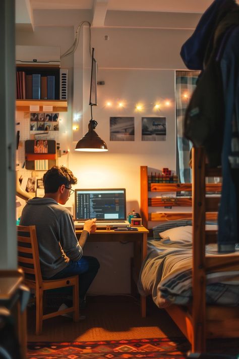 31 Cool College Dorm Room Decorating Ideas For Guys Boys Dorm Room Ideas, Dorm Room University, Boy College Dorms, Dorm Vibes, Dorm Room Ideas For Guys, Room Ideas For Guys, Guy Dorm, Guy Dorm Rooms, Cozy Dorm