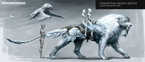 Lion Concept Art, T Wei, Fantasy Tv Series, Snow Lion, Ice Fantasy, Snow Monster, Snow Animals, Fantasy Tv, Creature Artwork