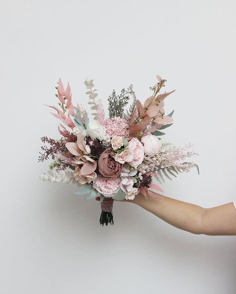 Bouquet Fall Wedding, Faux Bouquet, Blush Bridal Bouquet, Blush Pink Flowers, Bridal Bouquet Flowers, Boho Bouquet, Hand Bouquet, Pink Bouquet, Dried Flower Bouquet