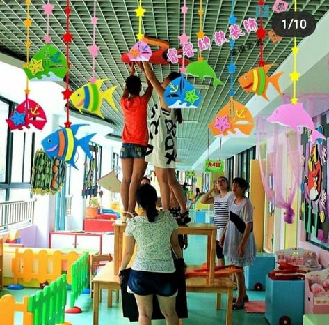 Classroom Hangings, Classroom Ceiling Decorations, School Exterior, Classroom Ceiling, Decoration Classroom, Janmashtami Wishes, Annual Day, Alphabet Templates, Construction For Kids