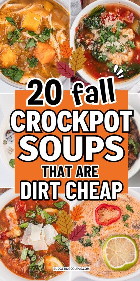 Warm up your week with these cheap soup crockpot recipes that make healthy dinners for families simple and satisfying. Perfect for cooler months, these fall and winter slow cooker recipes offer quick and easy soups for dinner that everyone will love. With easy soup ideas for dinner, you’ll have hearty, wholesome meals ready without the hassle—ideal for busy nights or cozy weekends at home. Budget Friendly Soup Recipes, Soups For Crowds, Easy Soups For A Crowd, Homemade Soups In Crockpot, Cheap Crockpot Soup, Healthy Dinners For Families, Crockpot Crowd, Easy Soups For Dinner, Crockpot Soup Recipes Easy