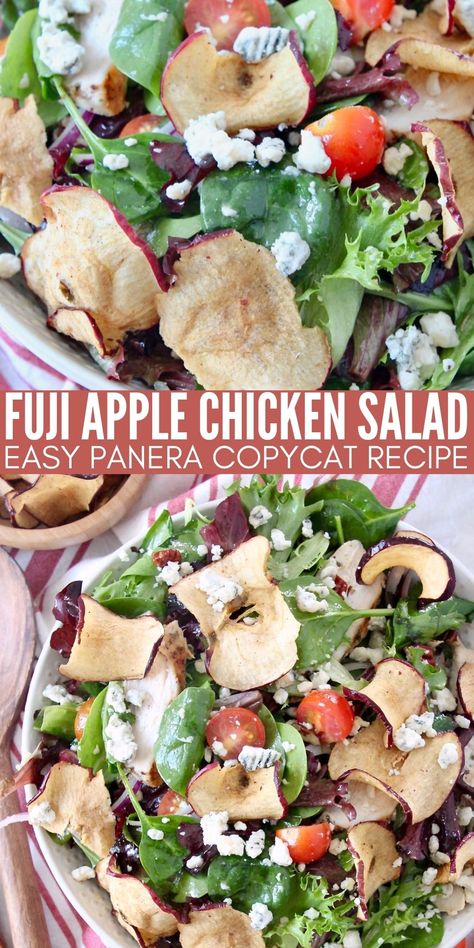 Fuji Apple Salad Dressing, Fuji Apple Salad, Apple Salad Dressing, Panera Bread Copycat, Apple Chicken Salad, Panera Salad, Panera Recipes, Apple Walnut Salad, Chicken Salad With Apples