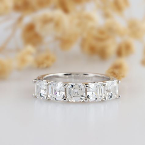 Diamond Engagement Band, Cheap Engagement Rings, Asscher Diamond, Half Eternity Wedding Band, Asscher Cut Diamond, Diamond Engagement Wedding Ring, Engagement Wedding Ring Sets, Cushion Diamond, Asscher Cut