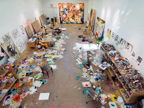 Julie Mehretu, Dana Schutz, Cecily Brown, Artist Studio Space, Painters Studio, Art Studio Space, Artist Studios, Artist Loft, Art Studio Design