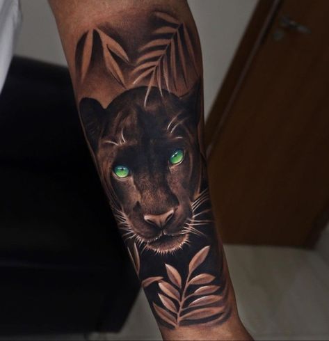 La Muerte Tattoo, Black Panther Tattoo, Big Cat Tattoo, Jaguar Tattoo, Animal Sleeve Tattoo, Leopard Tattoos, Panther Tattoo, More Tattoo, Tattoos For Black Skin