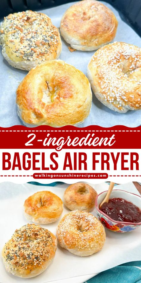 Discover the ultimate shortcut to homemade bagels with this effortless recipe for 2-ingredient bagels air fryer. Air Fryer Bagels, Bagel Toppings, Bagel Bites, Breakfast Bagel, Homemade Bagels, Bagel Recipe, Easy Air Fryer, Air Fryer Dinner Recipes, Homemade Breakfast