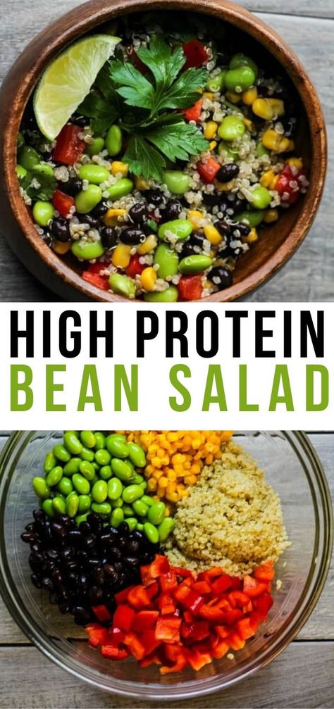 High Protein Plants, Quinoa Bowl With Edamame, Plant Based Protein Salad, Vegan Protein Meals Plant Based, Vegan Edamame Salad, Vegetarian Salads Protein, Vegan High Protein Recipes Clean Eating, High Protein Pescatarian Snacks, Quinoa Salad Edamame