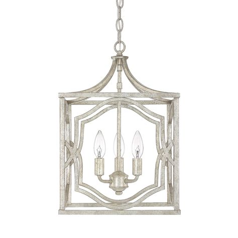 Linden Antique Silver Three Light Lantern Pendant 251 First Lantern Pendant Lighting Ceili Foyer Pendant Lighting, Small Foyer, Capital Lighting Fixture, Cage Chandelier, Silver Pendant Lighting, Foyer Lighting, Foyer Decorating, Casa Exterior, Capital Lighting